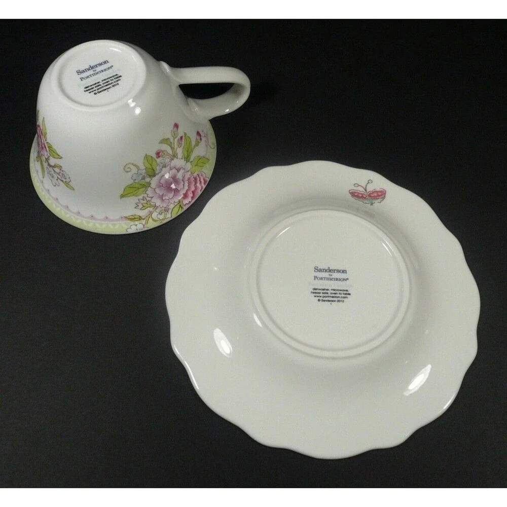 Sanderson Portmeirion Porcelain Garden Breakfast Tea Cup & Saucer Floral